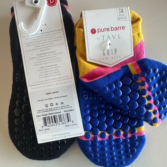 NWT Tavi x Pure Barre Grip Socks, 2 pairs, size small - Picture 2 of 2